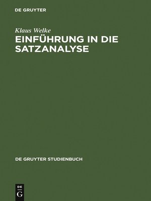 cover image of Einführung in die Satzanalyse